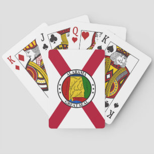 Alabama State Flag/Staat Siegel überlagert Spielkarten