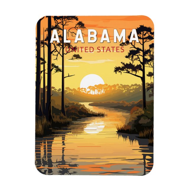 Alabama Travel Art Vintag Magnet (Vertikal)