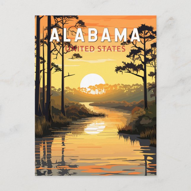 Alabama Travel Art Vintag Postkarte (Vorderseite)