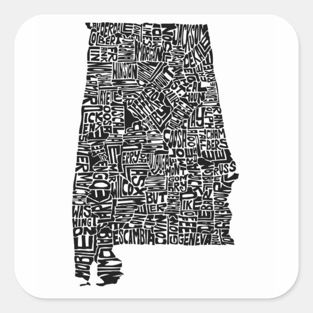 Alabama Typografie Karte Laptop Aufkleber (Vorderseite)