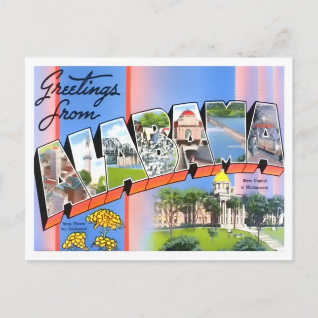 Alabama Vintag Big Letters Postcard Postkarte (Vorderseite)