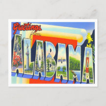 Alabama Vintag Big Letters Postcard