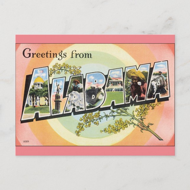 Alabama - Vintage Alabama-Reise Postkarte (Vorderseite)