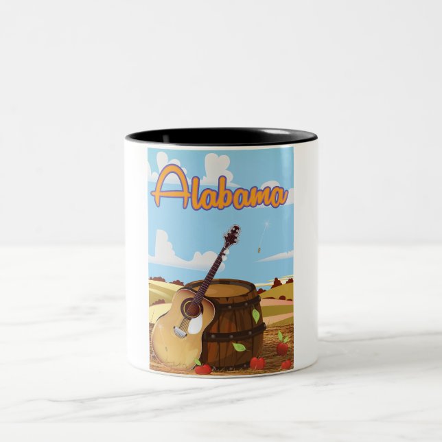 Alabama Vintage Reiseplakat Zweifarbige Tasse (Mittel)