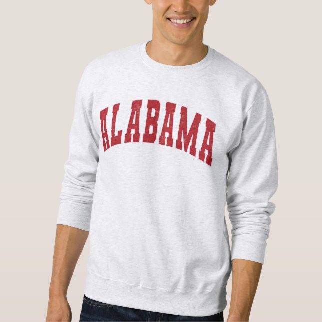 Alabama Vintage Uni Roter Text Sweatshirt (Vorderseite)