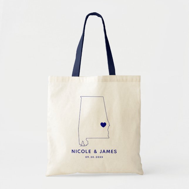 Alabama Wedding Welcome Bag Tasche, Zielkarte Tragetasche (Vorne)