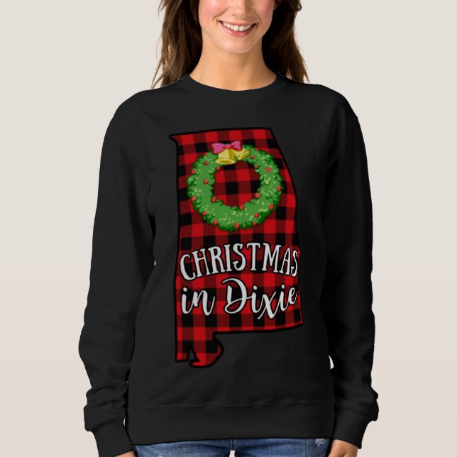 Alabama Weihnachten in Dixie Buffalo Roter Kariert Sweatshirt (Vorderseite)