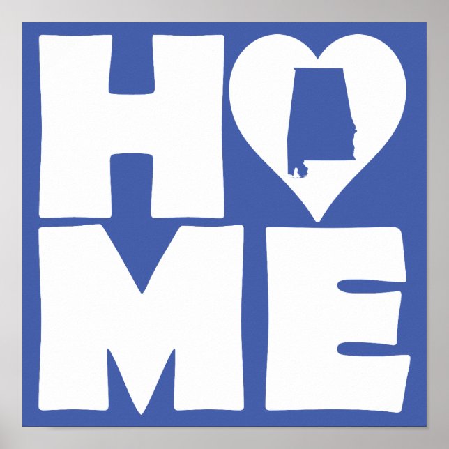 Alabama Zuhause Heart Staat Poster Sign (Vorne)