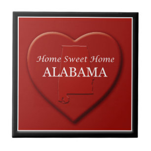 Alabama Zuhause Sweet Zuhause Heart Map Fliese