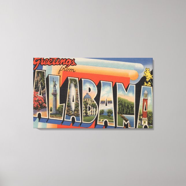 AlabamaGroße BuchstabenszenenAlabama Leinwanddruck (Vorderseite)