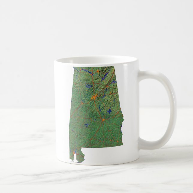Alabaman Flag + Map-Tasse Kaffeetasse (Rechts)