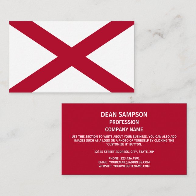 Alabamian Flag, Flagge Alabamas Visitenkarte (Vorne/Hinten)