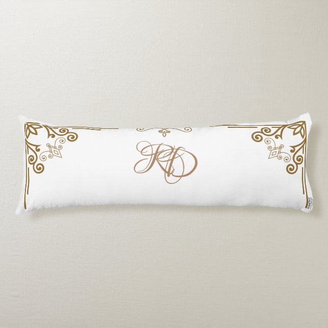 "Alabaster" Art Nouveau Monogram Seitenschläferkissen (Vorderseite)