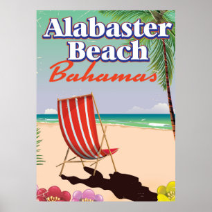 Alabaster Beach Bahamas Reiseplakat Poster