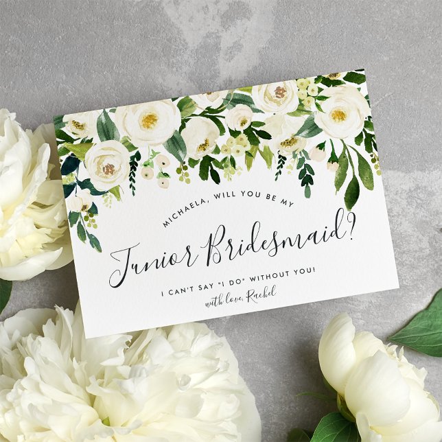 Alabaster Floral Be My Junior Bridesmaid Card Einladung (Von Creator hochgeladen)