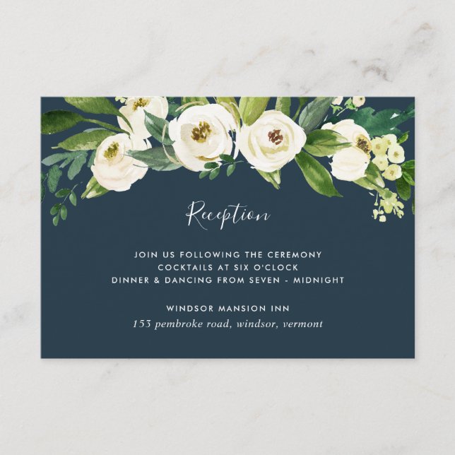 Alabaster Floral Empfang Card Begleitkarte (Vorderseite)