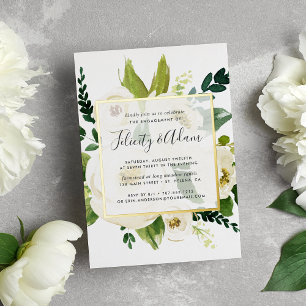 Alabaster Floral Engagement Party Gold Folieneinladung