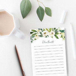 Alabaster Floral Personalisiert Lined Post-it Klebezettel
