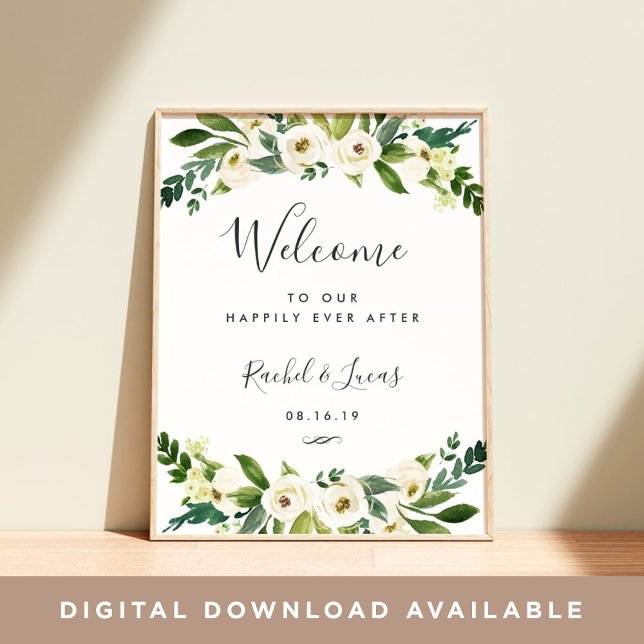Alabaster Floral Wedding Welcome Poster (Von Creator hochgeladen)