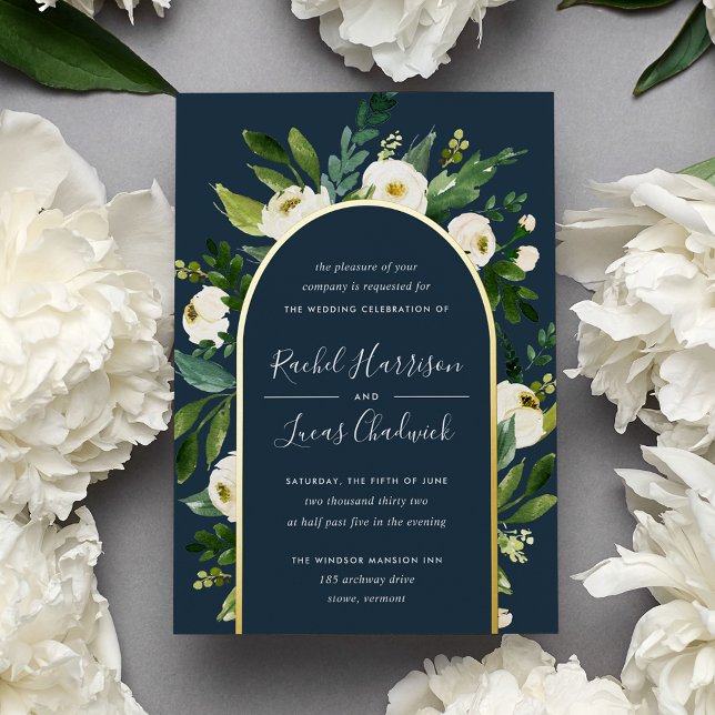 Alabaster | Hochzeit von Grün und Weiß Folieneinladung (Von Creator hochgeladen)