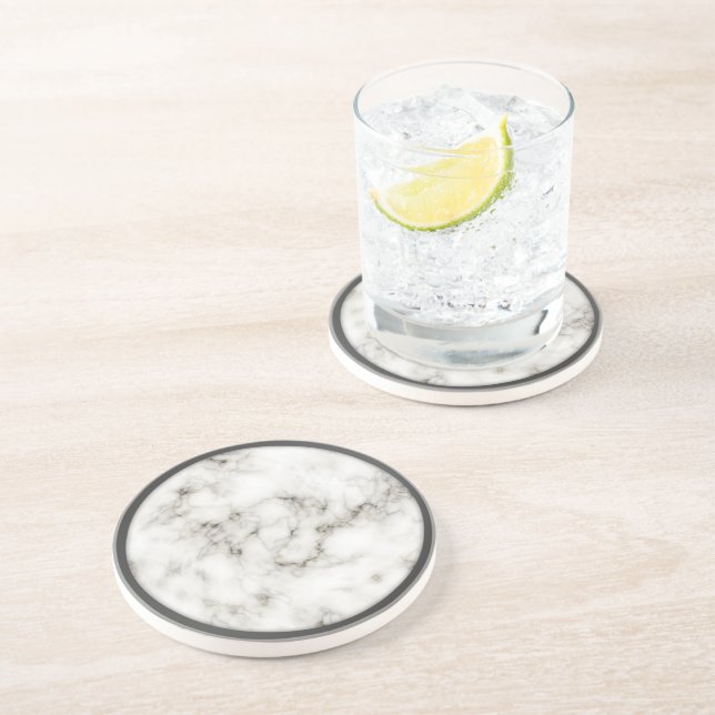 Alabaster Obsidian Pewter Rim Marmor-Untersetzer Sandstein Untersetzer (Seite)