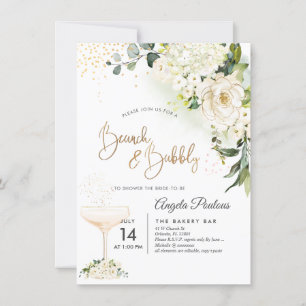 Alabaster-Rose für Aquarellfarben Brunch Bubbly Einladung