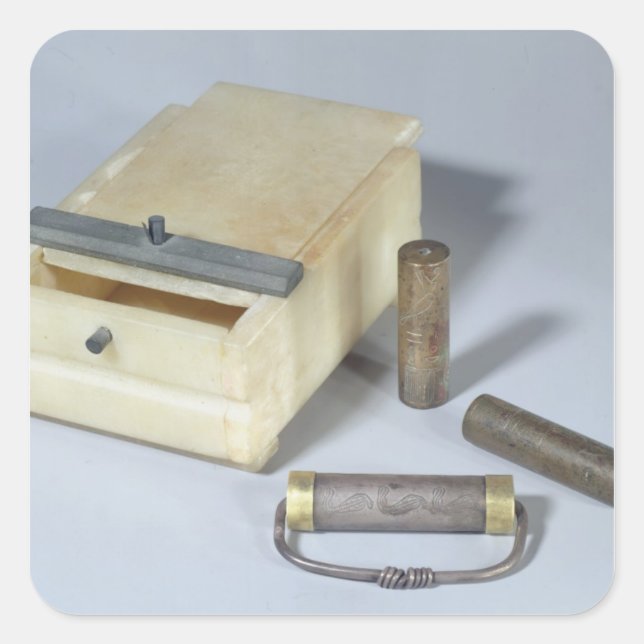 Alabaster- und Bronze- und Silberzylinder, Siegel Quadratischer Aufkleber (Vorderseite)