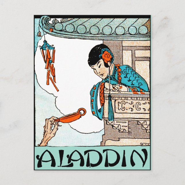 Aladdin Chinese Vintag Magic Lantern Postkarte (Vorderseite)
