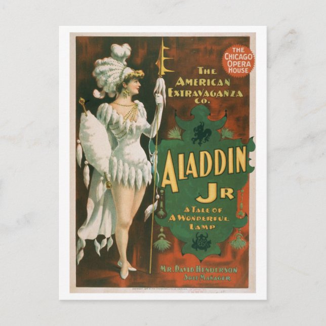 "Aladdin Jr" Vintages Theater Postkarte (Vorderseite)