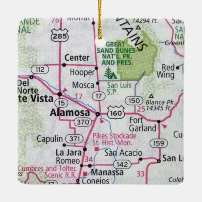 Alamosa CO Map Keramikornament (Rückseite)