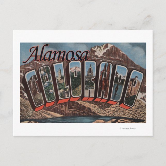 Alamosa, Colorado - Große Buchstabenszenen Postkarte (Vorderseite)