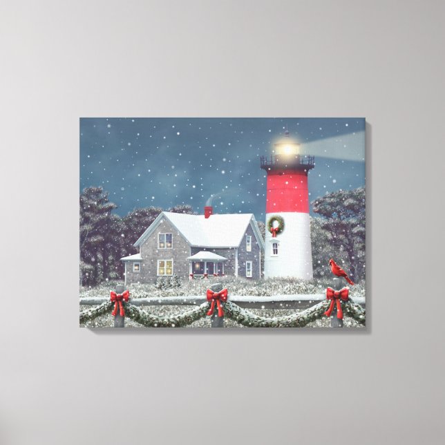 Alan Giana "Nauset Light Christmas" Canvas Print Leinwanddruck (Vorderseite)
