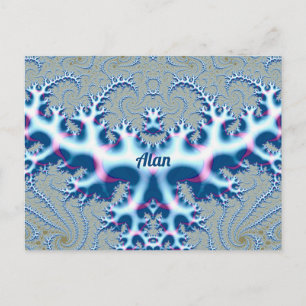 ALAN ~ Icy White and Blue 3D Fraktal Design ~ Postkarte