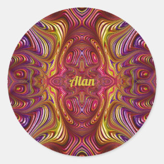 ALAN ~ mehrfarbiges Fraktal Design ~ Runder Aufkleber