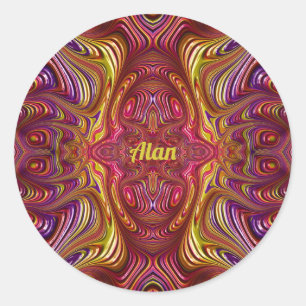 ALAN ~ mehrfarbiges Fraktal Design ~ Runder Aufkleber