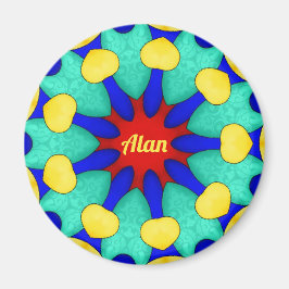 ALAN ~ Starrgrün Gelb ~ Atemberaubendes Design Magnet