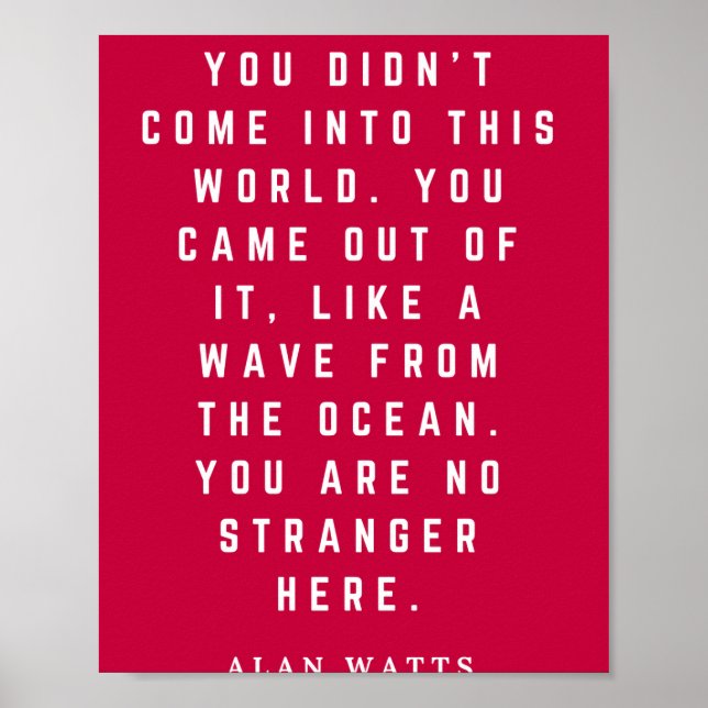 Alan Watts, dass du nicht in diese Welt gekommen b Poster (Vorne)