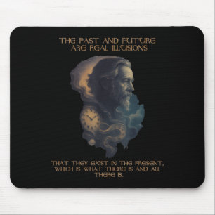 Alan Watts Zitat Zeit Illusion Uhr Kosmischer Geis Mousepad