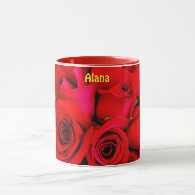 ALANA ~ Personalisierte Rose Buds Foto ~ Tasse (Zentrum)