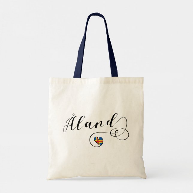 Åland Herzenflagge, Aland Islands, Finnland Tote B Tragetasche (Rückseite)