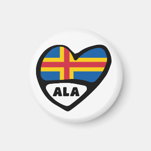 Åland-Insel-Landeskennzahl-Flaggen-Herz ALA Magnet