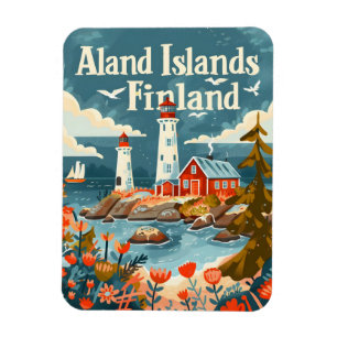 Åland Inseln Finnland Handgezeichnete Kunst Magnet