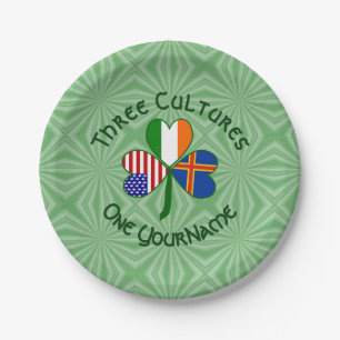 Åland-Inseln Irland USA Shamrock Personalisiert  Pappteller