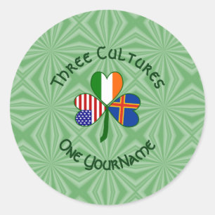 Åland-Inseln Irland USA Shamrock Personalisiert  Runder Aufkleber