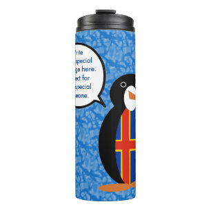 Åland-Inseln Urlaub Frau Pinguin Sprechen Thermosbecher