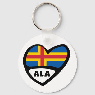 Åland Islands Country Code Flag Herzstück Keyring  Schlüsselanhänger