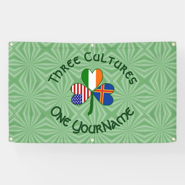 Åland Islands Irland USA Kleeblatt Personalisiert Banner (Horizontal)