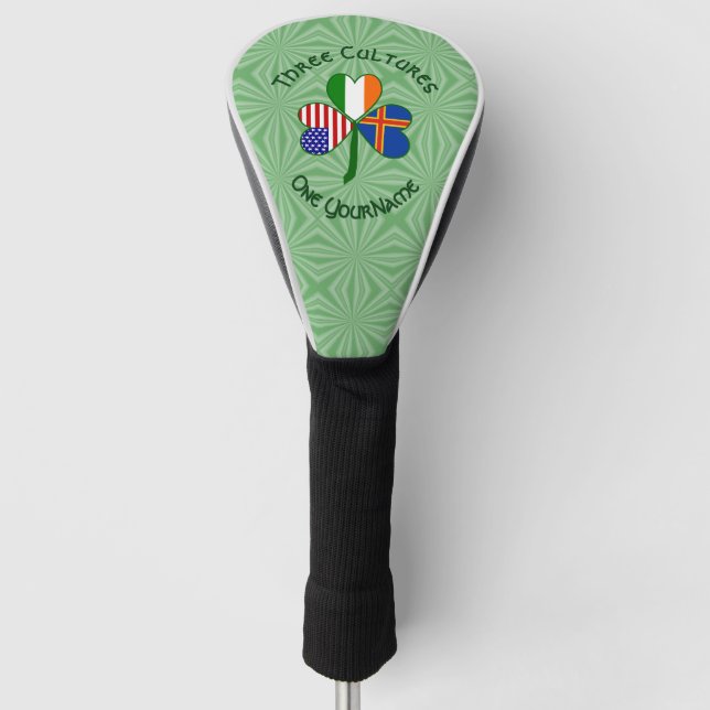 Åland Islands Irland USA Kleeblatt Personalisiert Golf Headcover (Vorderseite)