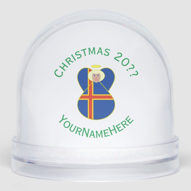 Ålander Angel Weihnachtsfahne Personalisiert Schneekugeln (Vorderseite)
