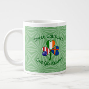Ålander Irish American Flags Kleeblatt Personalisi Jumbo-Tasse